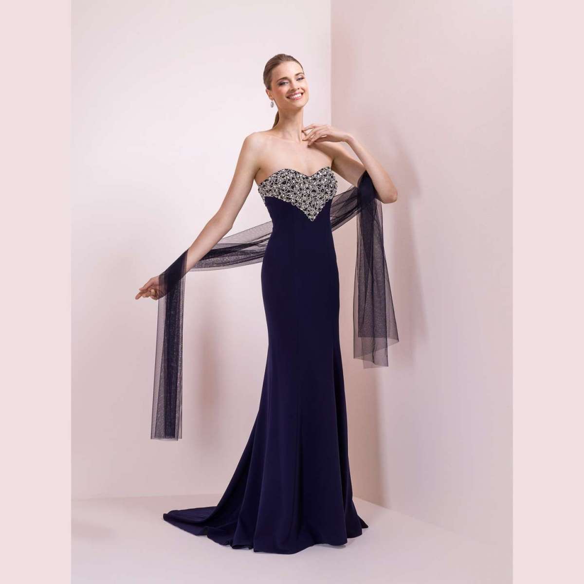 Vestito strapless blu Nicole Spose