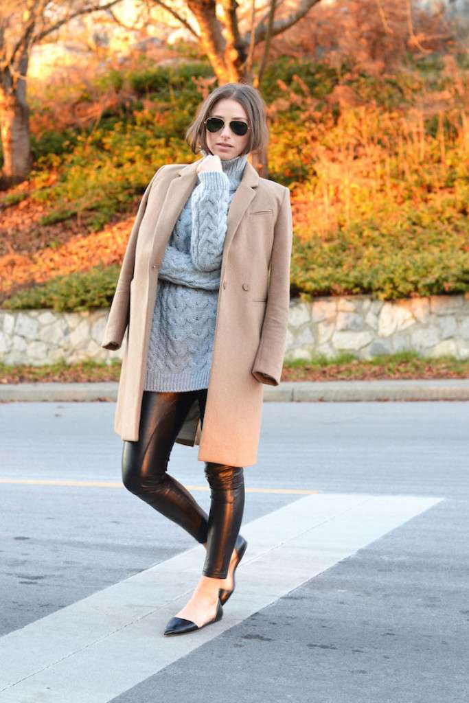 Maxi pull e cappotto cammello