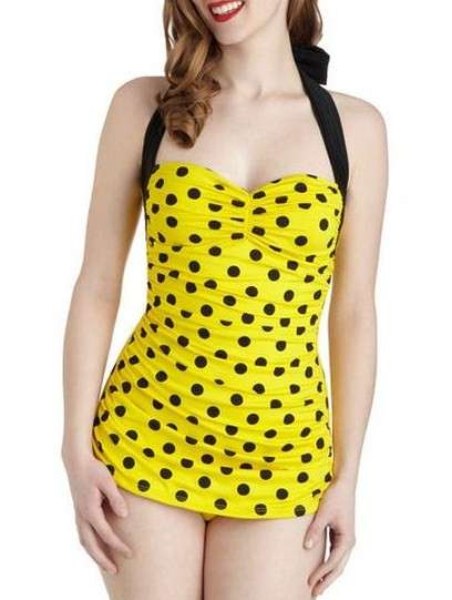 Costume intero giallo a pois