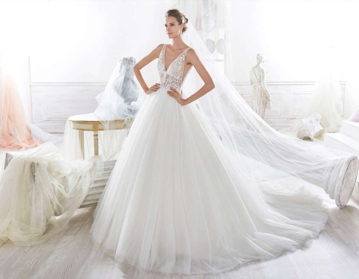 Abito in pizzo e tulle Nicole Spose