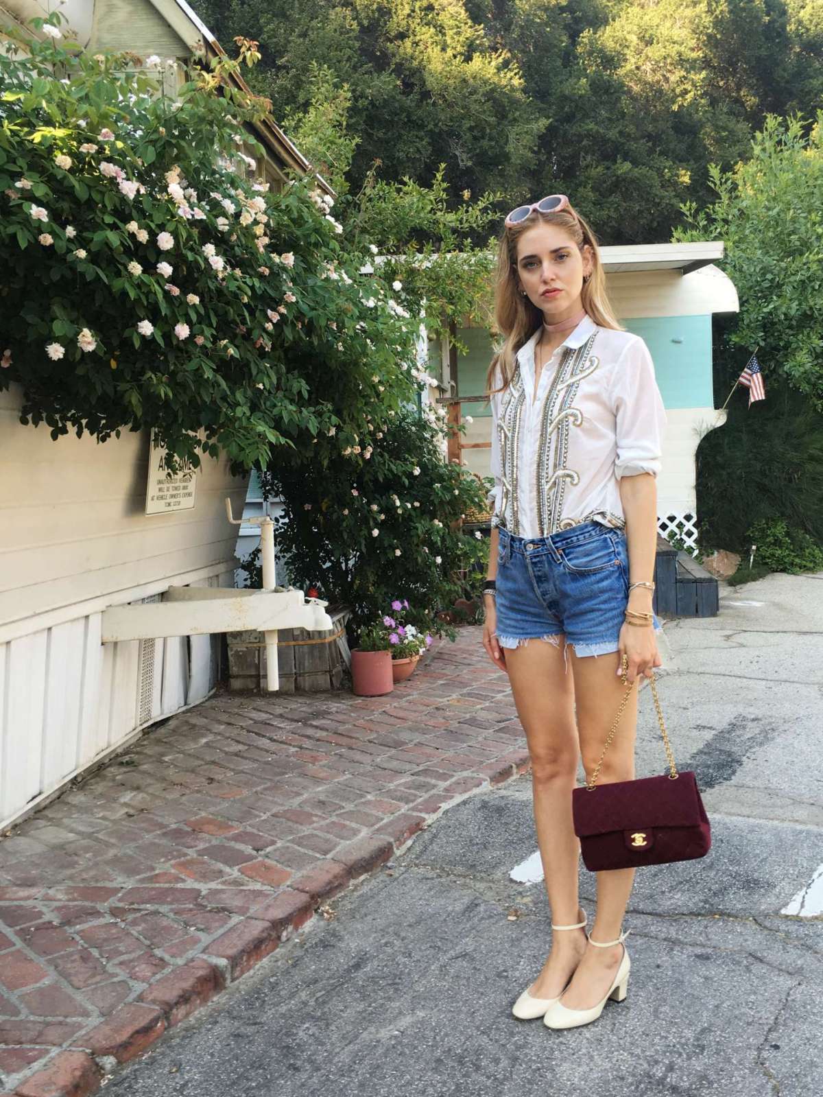 Chiara Ferragni con camicia Topshop