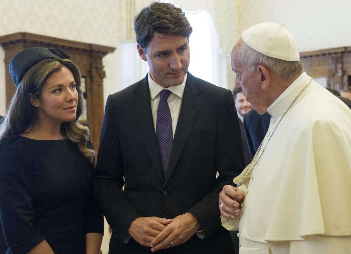 Il Papa con Justin Trudeau e Sophie Grégoire