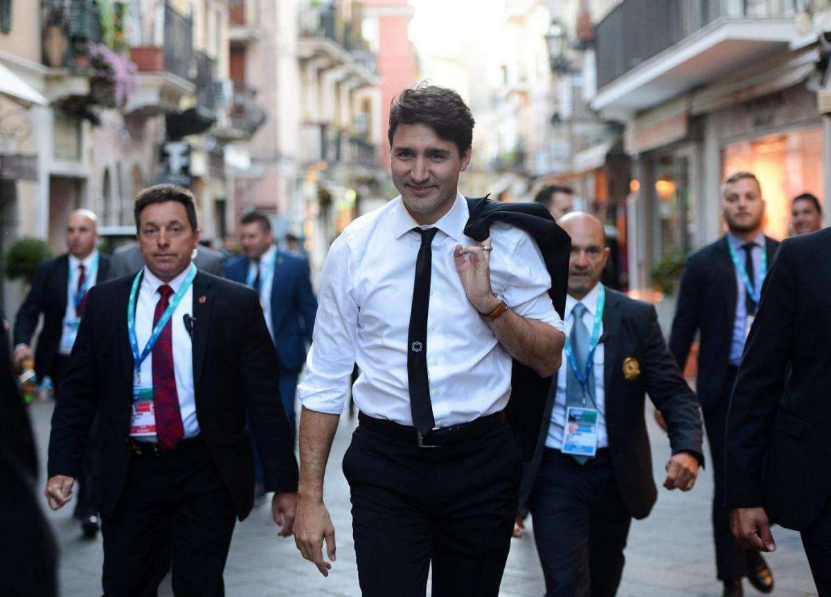 Il premier canadese Trudeau arriva al G7