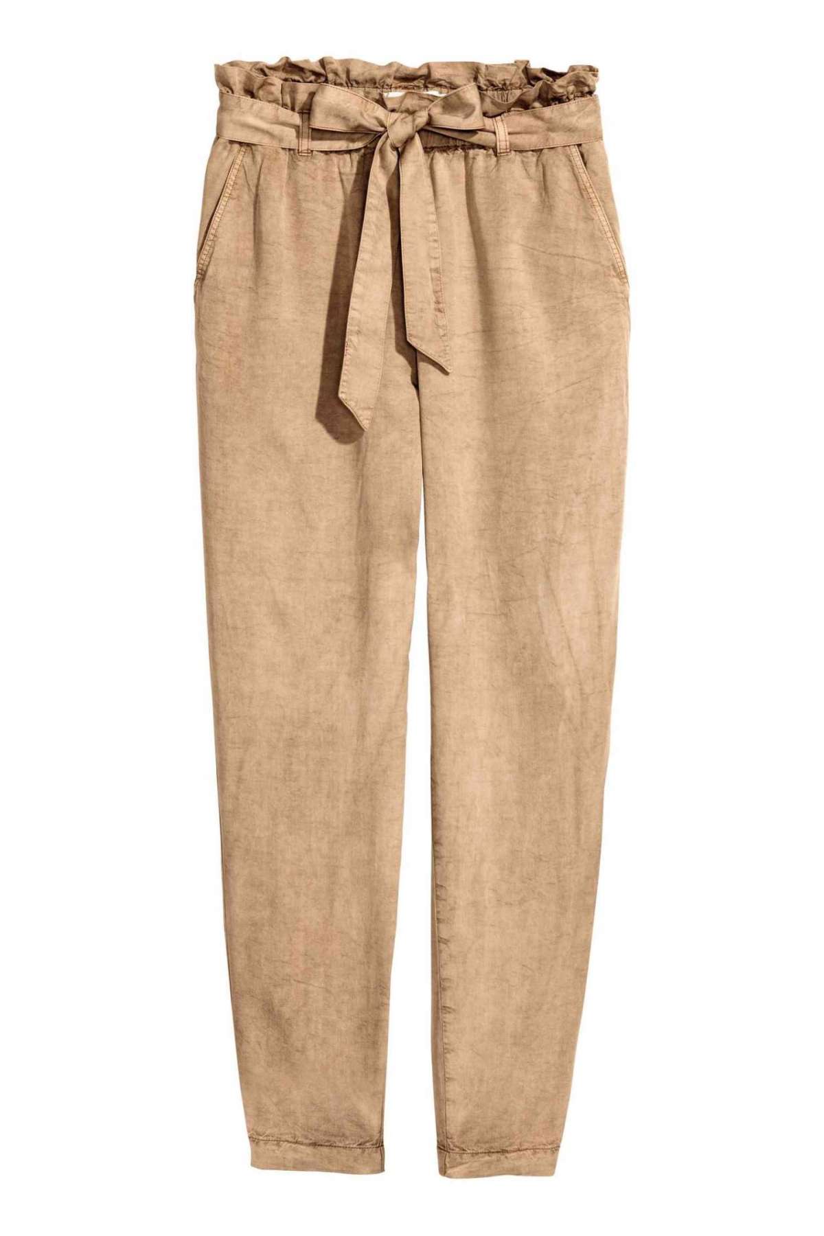 Pantaloni paper bag beige H&M