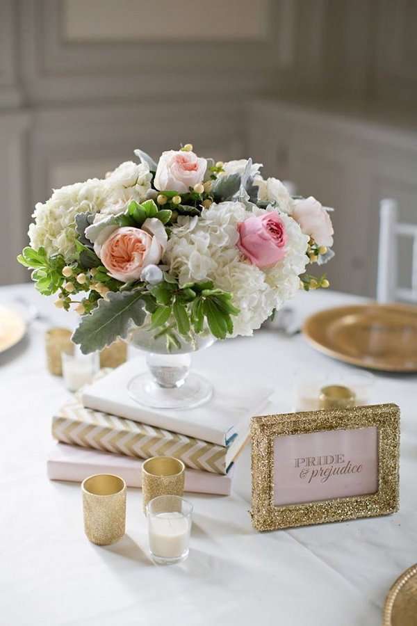 Composizione centrotavola shabby chic per il matrimonio