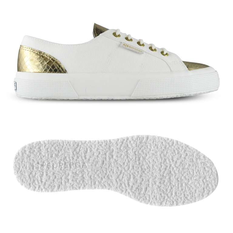 Scarpe bianche e oro Superga