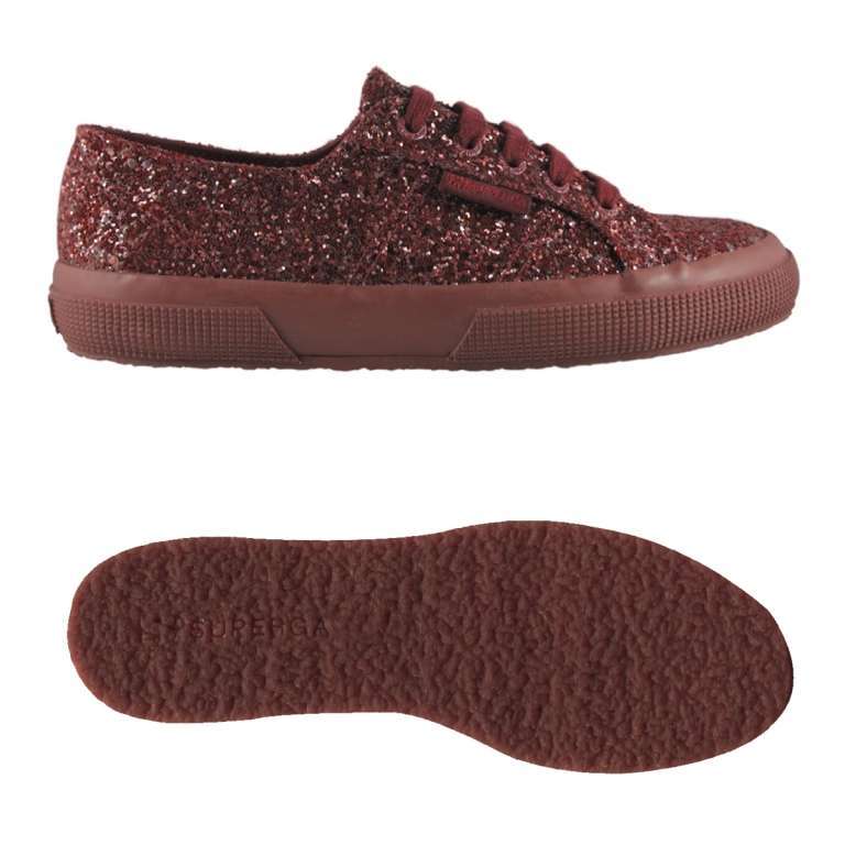 Scarpe bordeaux glitter Superga