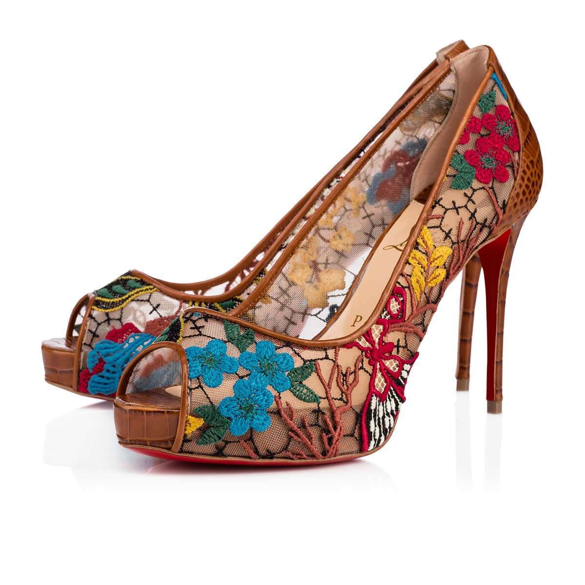 Scarpe peep-toe ricamate Christian Louboutin