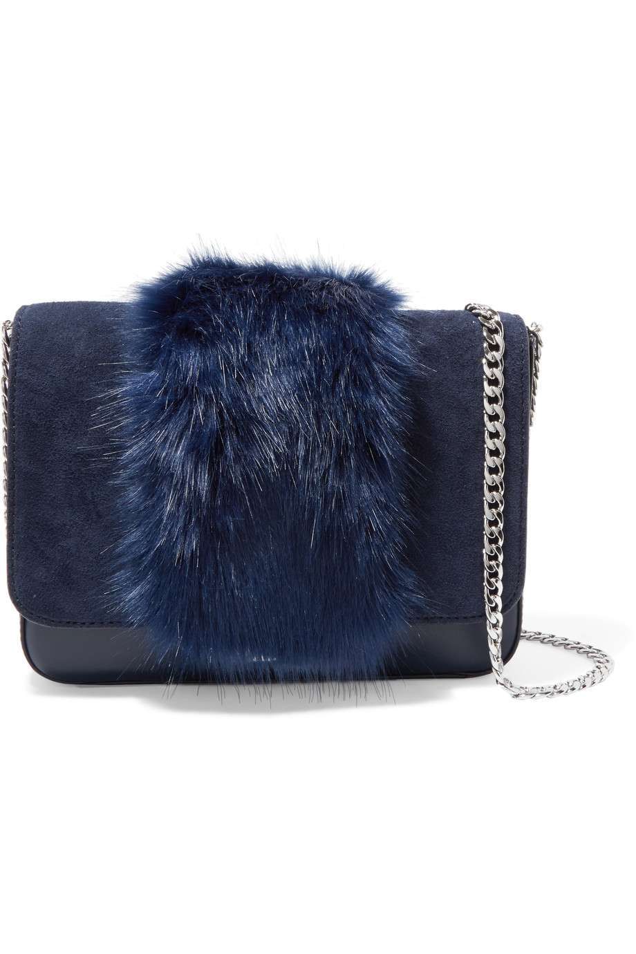 Borsa con pelliccia blu Loeffler Randall