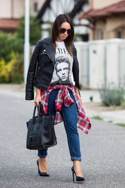 Look in stile punk con chiodo di pelle