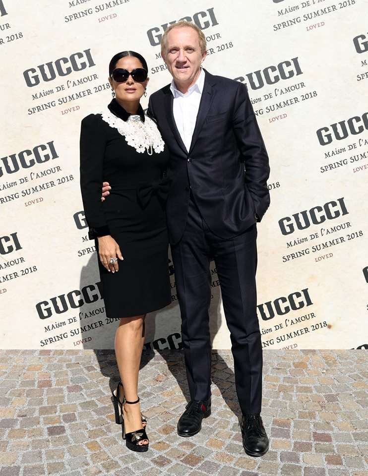 Salma Hayek Pinault e François-Henri Pinault da Gucci