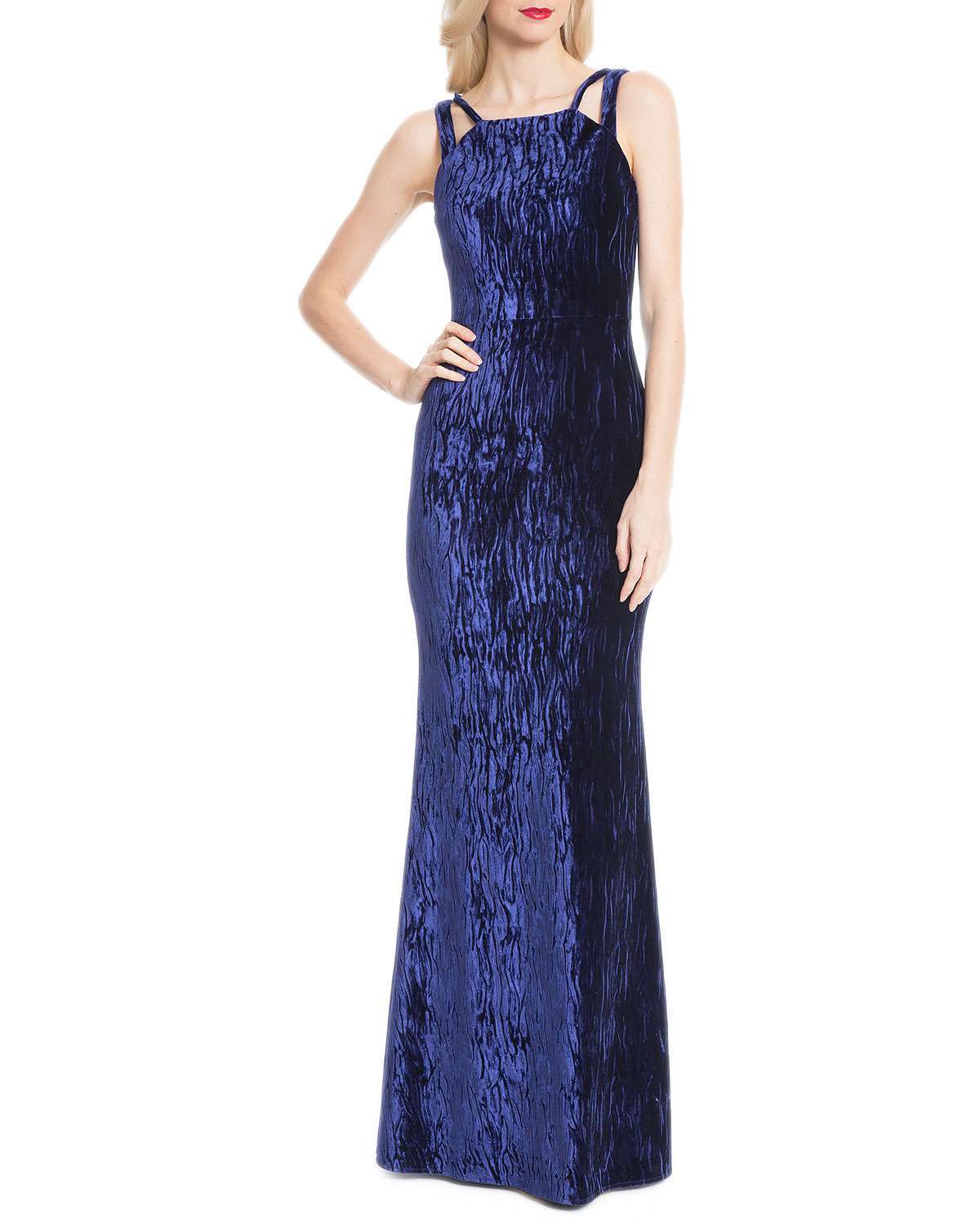 Abito blu in velluto Badgley Mischka