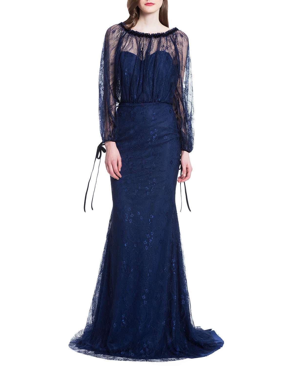 Abito da cerimonia blu a sirena Badgley Mischka