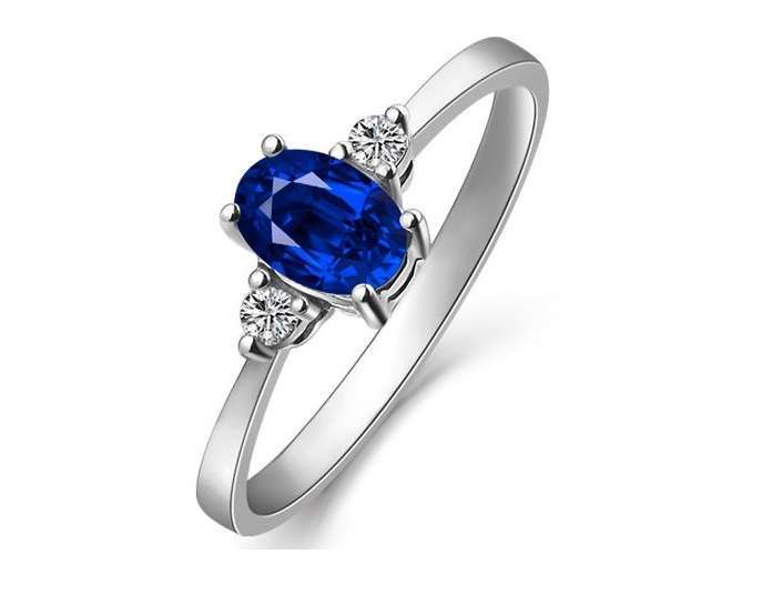 Anello con zaffiro blu e diamanti Gemperles