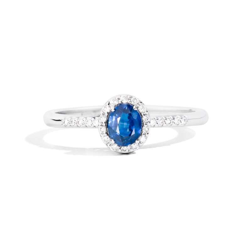 Anello di fidanzamento con zaffiro blu e diamanti ReCarlo