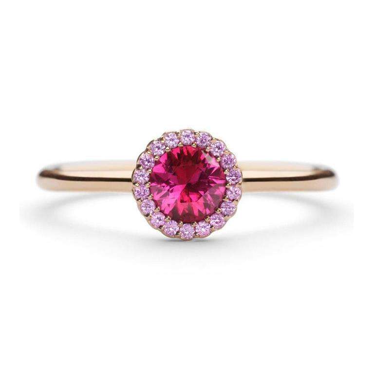 Anello di fidanzamento con zaffiro rosa Andrew Geoghegan