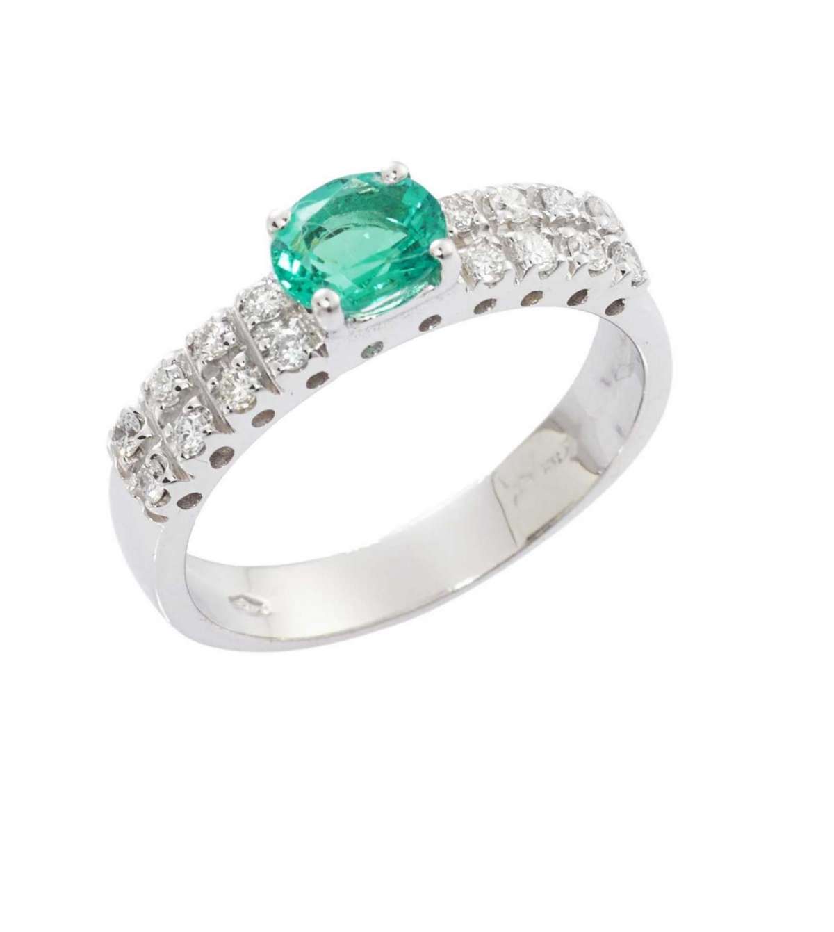 Anello di fidanzamento in oro bianco con smeraldo Gioielli di Valenza