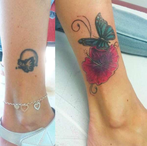 Cover up tattoo alla caviglia