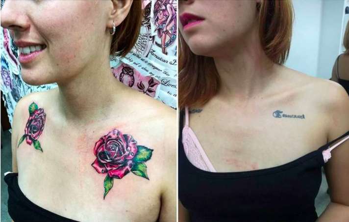 Cover up tatuaggio sulla clavicola