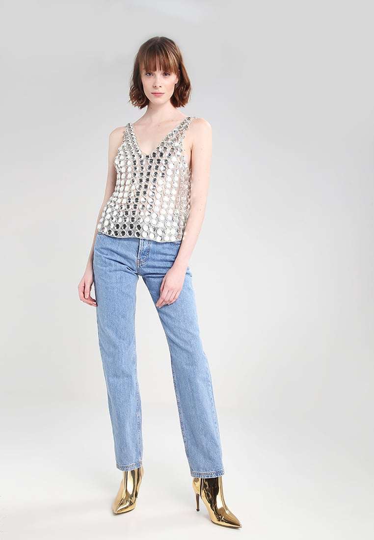 Jeans larghi a vita alta stile vintage Topshop