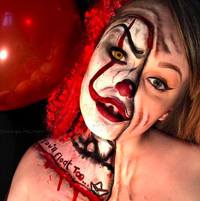 Make up ispirato a Pennywise su metà viso