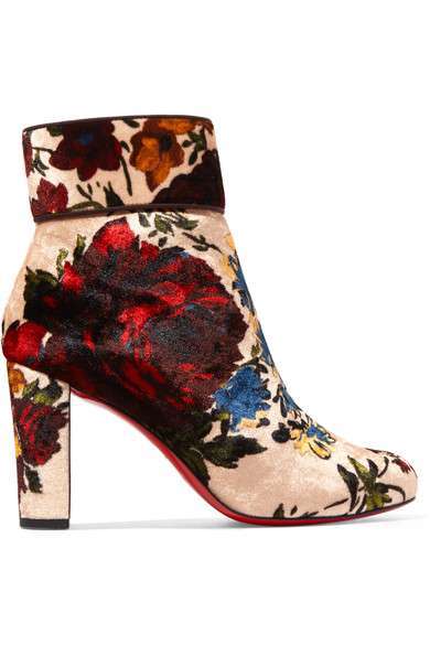 Stivaletti a fiori in velluto Christian Louboutin