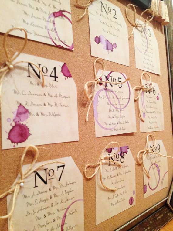 Tableau con nomi a tema vino per il matrimonio