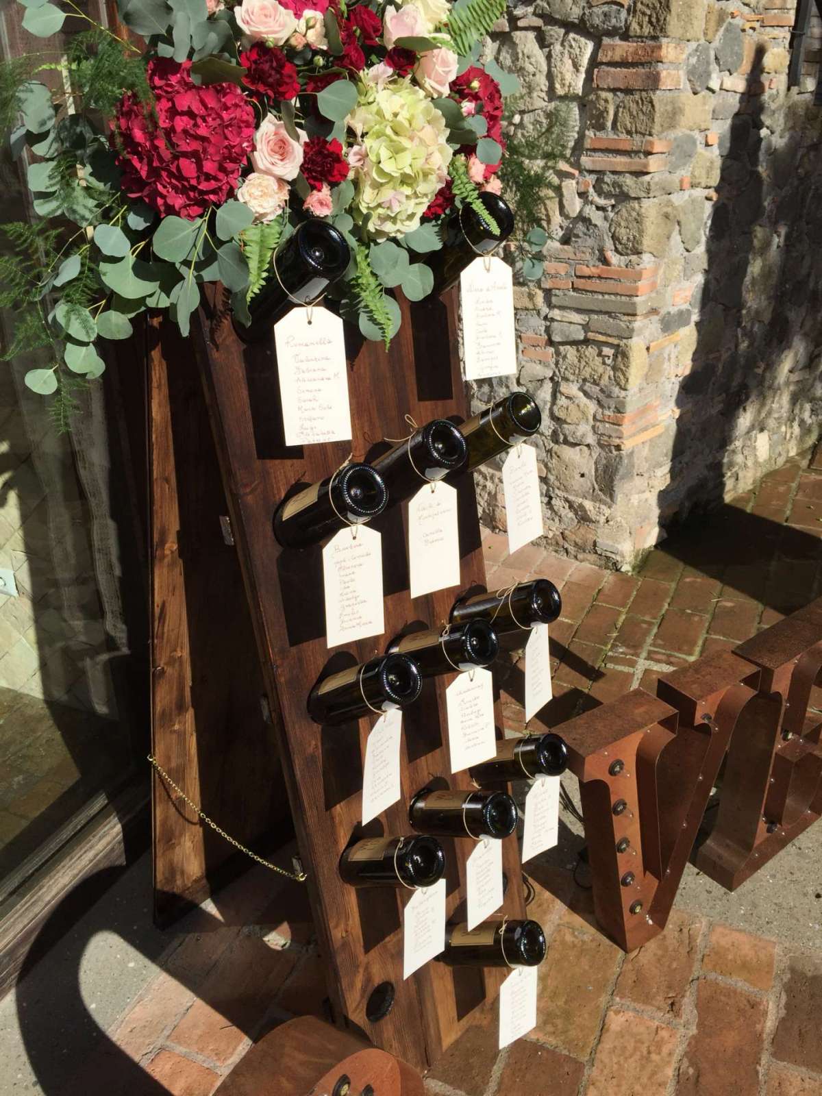 Tableau per il matrimonio a tema vino