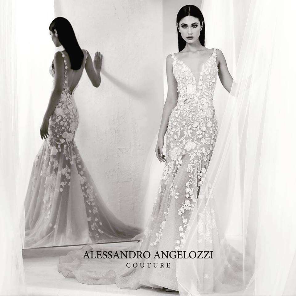 Abito da sposa a sirena in pizzo Alessandro Angelozzi Couture