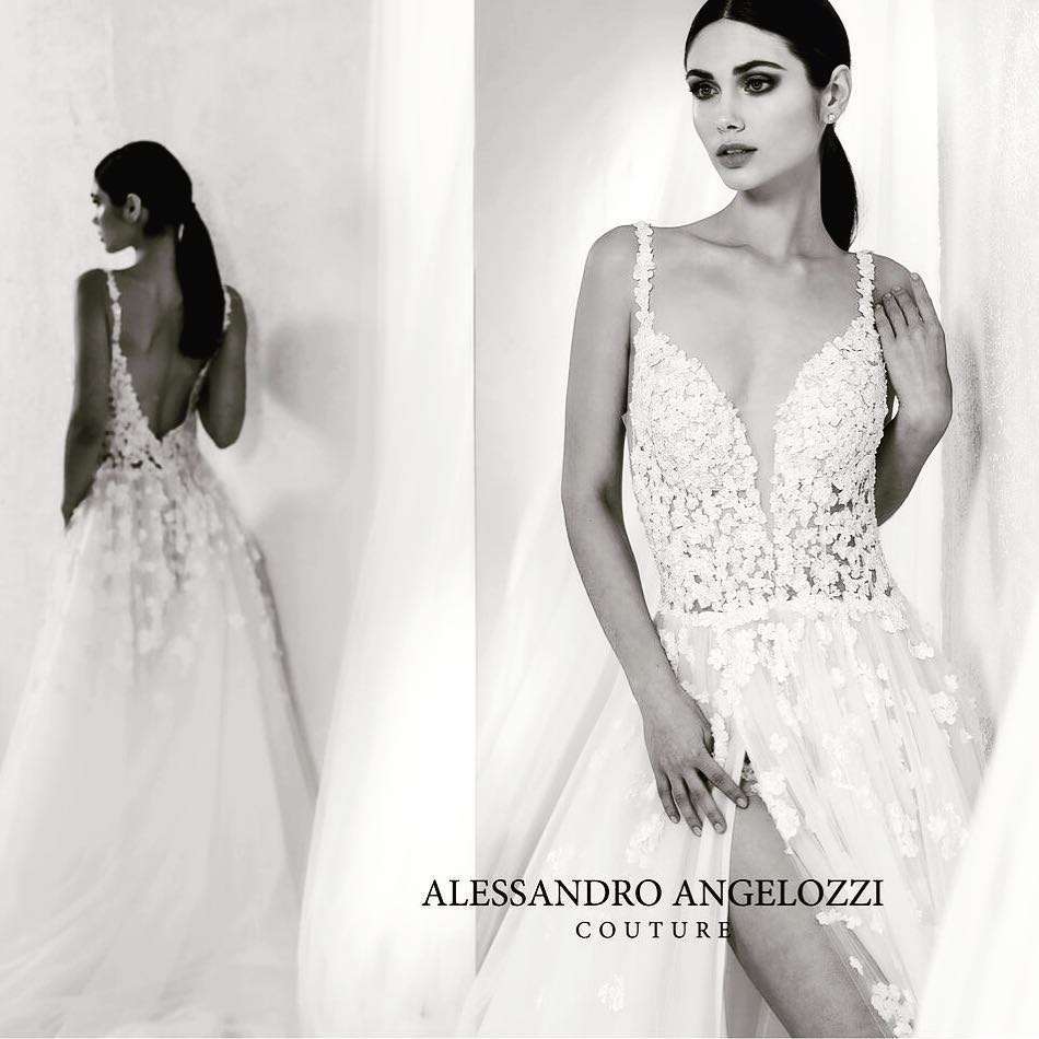 Abito da sposa in pizzo Alessandro Angelozzi Couture