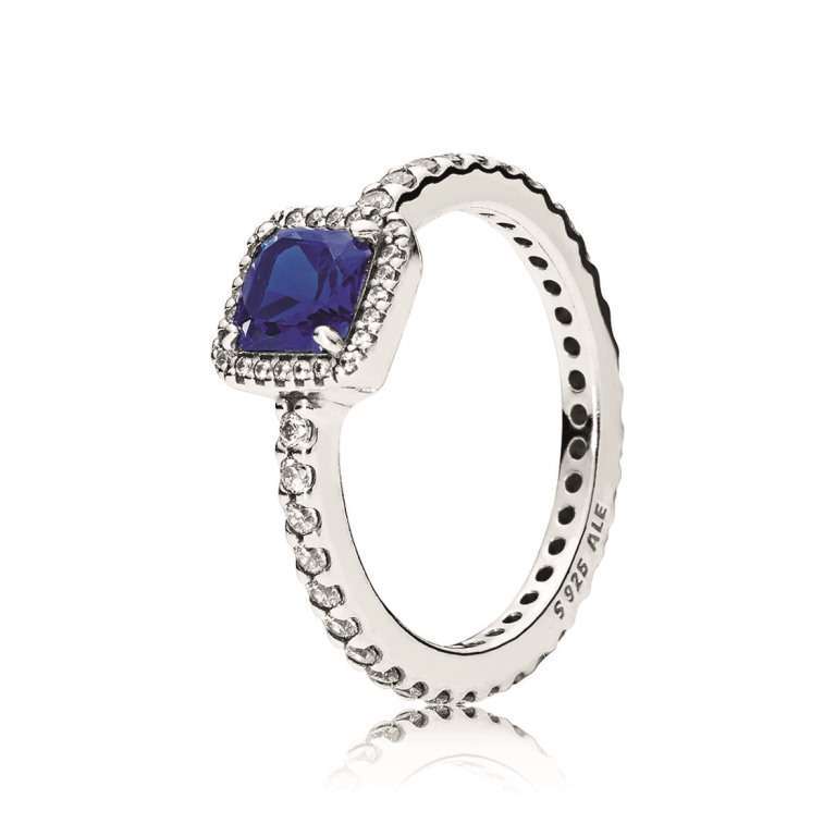 Anello Pandora in argento con pietra blu