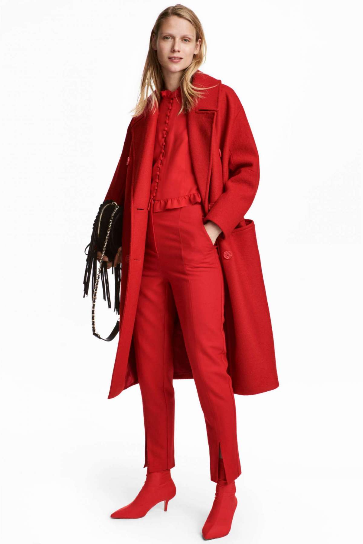 Cappotto rosso lungo H&M