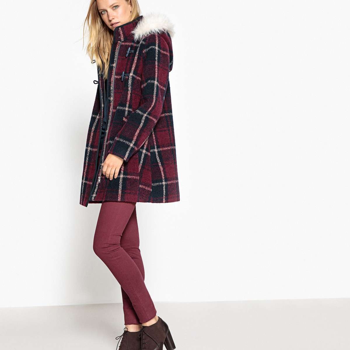 Montgomery tartan con pelliccia La Redoute