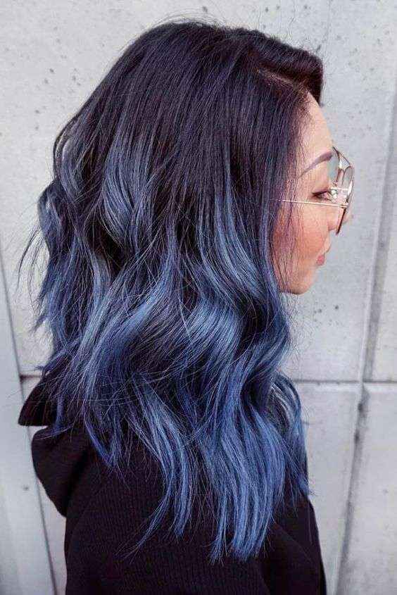 Shatush blu viola per capelli scuri