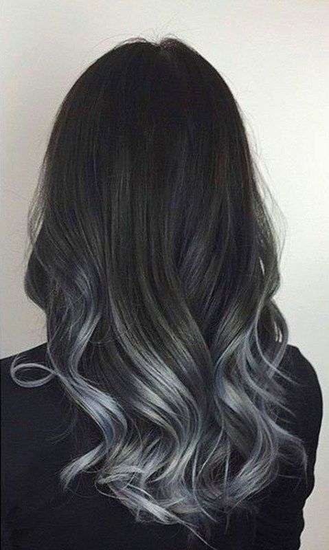 Shatush grigio azzurro per capelli neri