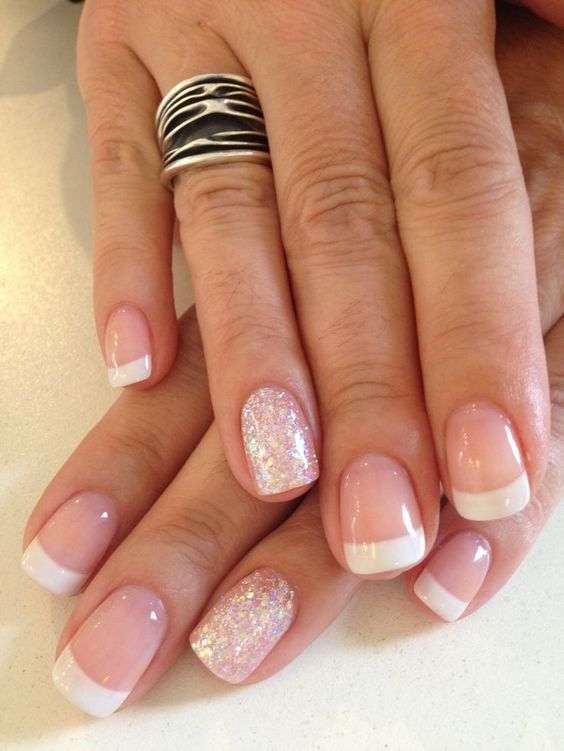 Unghie gel french glitter