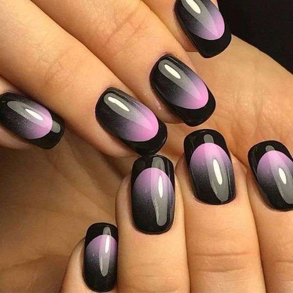 Unghie gel french nero e viola