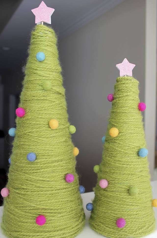 Albero di Natale fai da te con la lana