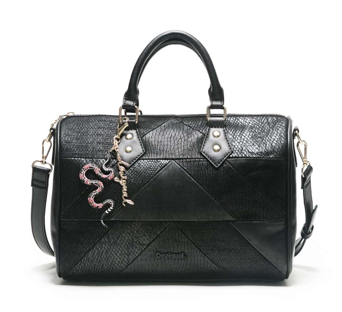 Bauletto nero Snake Patch Desigual