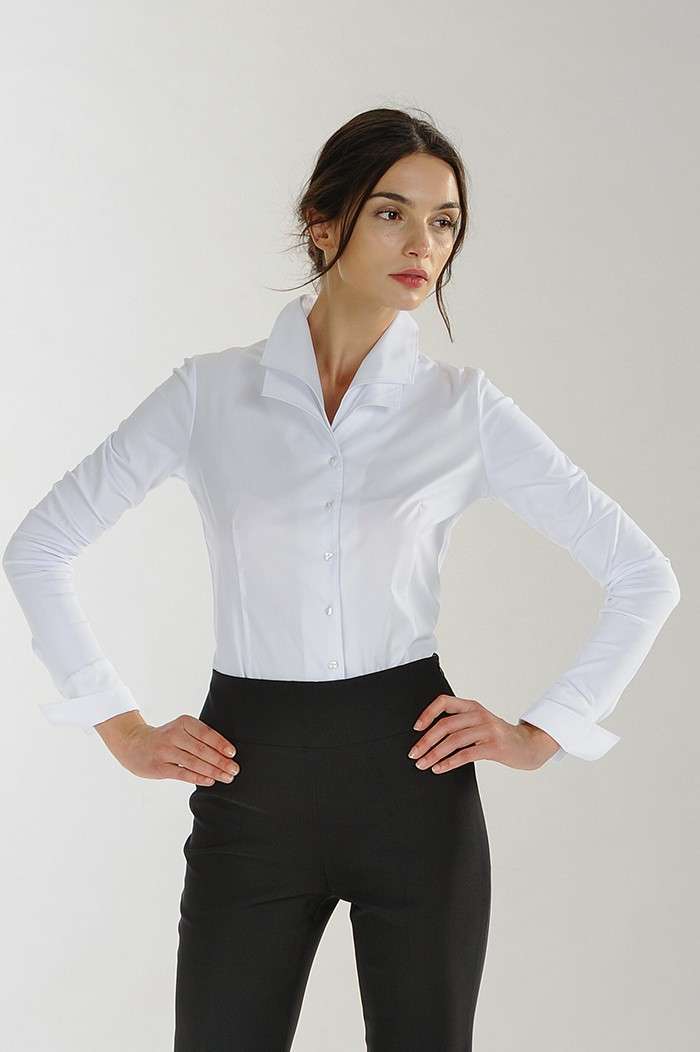 Camicia bianca con collo a doppio montante Nara Camicie