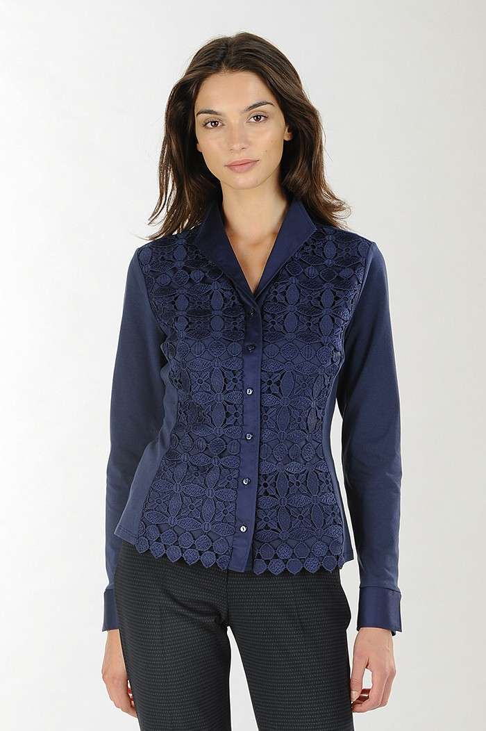 Camicia in pizzo blu