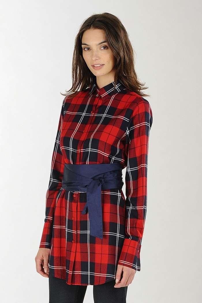 Camicia lunga tartan Nara Camicie