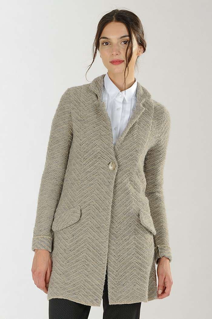 Cappotto monopetto in lana jacquard Nara Camicie