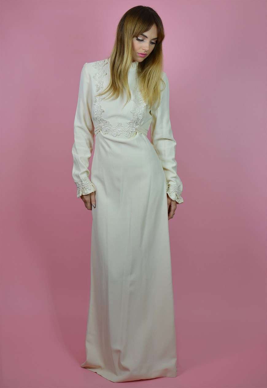 Abito da sposa anni '70 a maniche lunghe The Vintage Brides' Club su Asos Marketplace