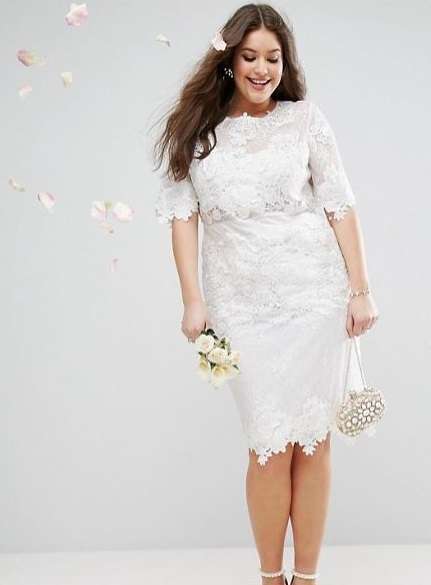 Abito da sposa corto in pizzo Asos Curve Bridal per taglie forti