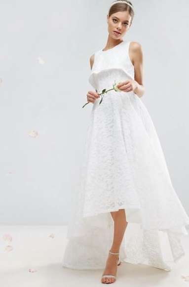 Abito da sposa in pizzo Asos Bridal asimmetrico