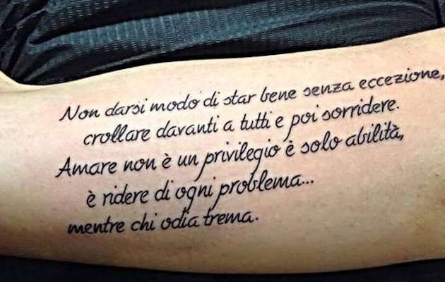 Lunga frase di Tiziano Ferro per tattoo