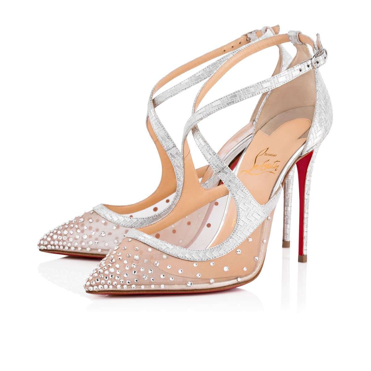 Scarpe da sposa a punta con tacco Christian Louboutin con cristalli