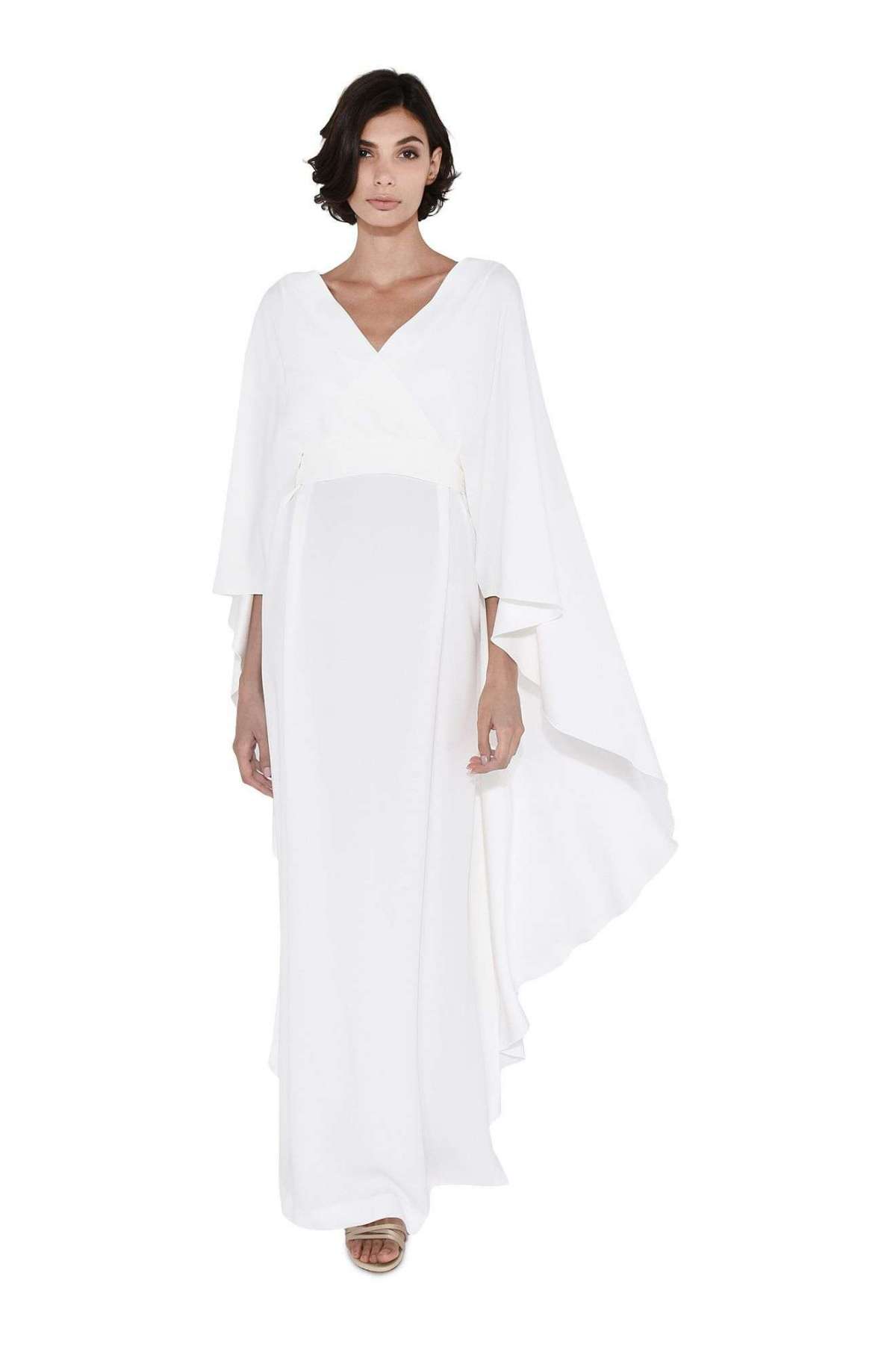 Abito lungo in enver satin bianco Alberta Ferretti