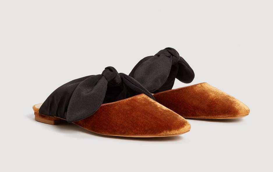Ballerine in velluto con tallone scoperto Mango
